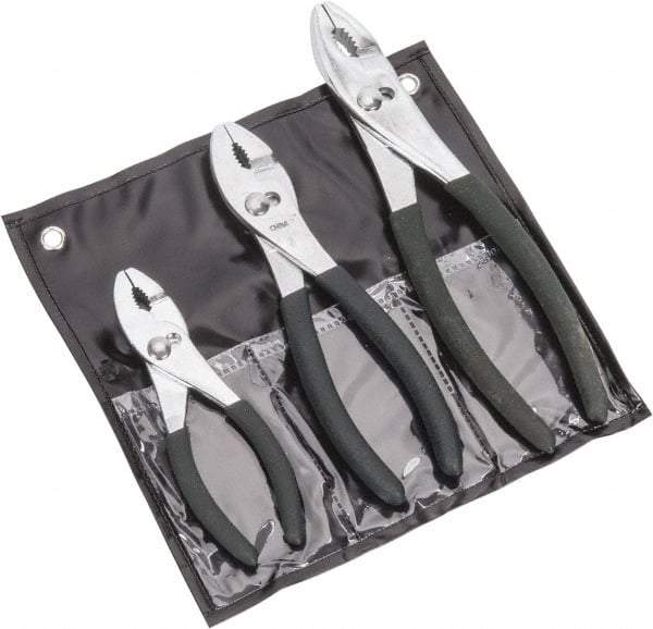 Value Collection - 3 Piece Slip Joint Plier Set - Comes in Plastic Pouch - USA Tool & Supply