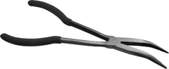 Value Collection - 11" OAL, 4" Jaw Length x 11/16" Jaw Width, Long Nose Pliers - Serrated Jaw, Angled Head, Plastic Dipped Handles - USA Tool & Supply