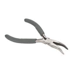 Value Collection - 5" OAL, 1-11/32" Jaw Length x 9/16" Jaw Width, Long Nose Side Cutting Bent Nose Pliers - Smooth Jaw, Plastic Dipped Handles - USA Tool & Supply