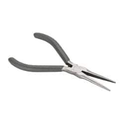 Value Collection - 5" OAL, 1-9/16" Jaw Length x 7/16" Jaw Width, Long Nose Mini Pliers - Serrated Jaw, Needle Nose Head, Plastic Dipped Handles, with Spring - USA Tool & Supply