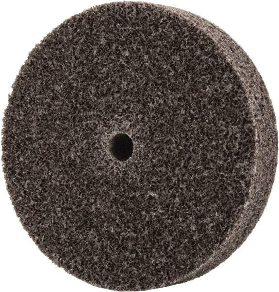 3M - 2-1/2" Diam, 1/2" Face Width, 1/4" Center Hole, Medium Grade, Aluminum Oxide Deburring Wheel - Unitized, Hard Density 7 Grade, 18,100 RPM - USA Tool & Supply