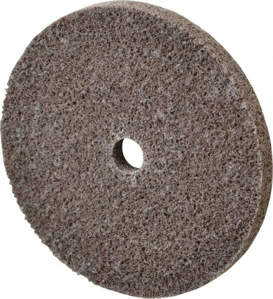3M - 3" Diam, 1/4" Face Width, 3/8" Center Hole, Fine Grade, Aluminum Oxide Deburring Wheel - Unitized, Medium Density 5 Grade, 18,100 RPM - USA Tool & Supply