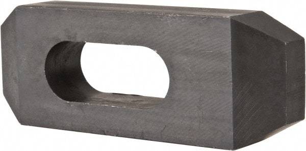 Value Collection - 5/8" Stud, Heat Treated Steel, Plain Strap Clamp - 1.772" Travel, 4" OAL x 1-1/2" Wide x 3/4" High, Black Oxide, Tapered Nose - USA Tool & Supply