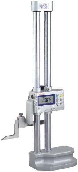 Mitutoyo - 12" Electronic Height Gage - 0.0005, 0.0002" (Switchable) Resolution, Accurate to 0.001", LCD Display, SPC Data Output - USA Tool & Supply