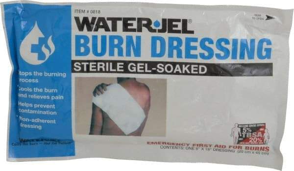 North - 18" Long x 8" Wide, General Purpose Gel Soaked Burn Dressing - White, Nonwoven Bandage - USA Tool & Supply