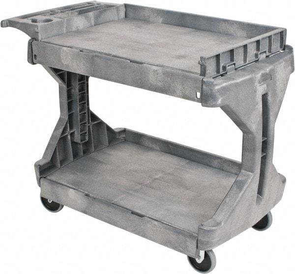 Akro-Mils - 400 Lb Capacity, 24-1/2" Wide x 45" Long x 32" High Standard Utility Cart - 2 Shelf, Plastic, 2 Rigid/2 Swivel Casters - USA Tool & Supply
