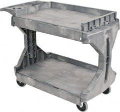 Akro-Mils - 400 Lb Capacity, 24-1/2" Wide x 45" Long x 32" High Standard Utility Cart - 2 Shelf, Plastic, 2 Rigid/2 Swivel Casters - USA Tool & Supply