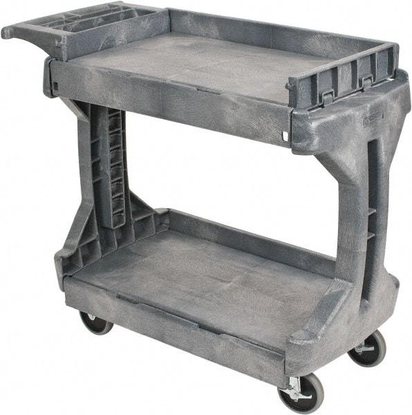 Akro-Mils - 400 Lb Capacity, 19" Wide x 41-1/2" Long x 34-3/4" High Standard Utility Cart - 2 Shelf, Plastic, 2 Rigid/2 Swivel Casters - USA Tool & Supply