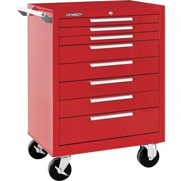Kennedy - 8 Drawer 1,400 Lb Capacity Steel Tool Roller Cabinet - 27" Wide x 39" High x 18" Deep, Red - USA Tool & Supply