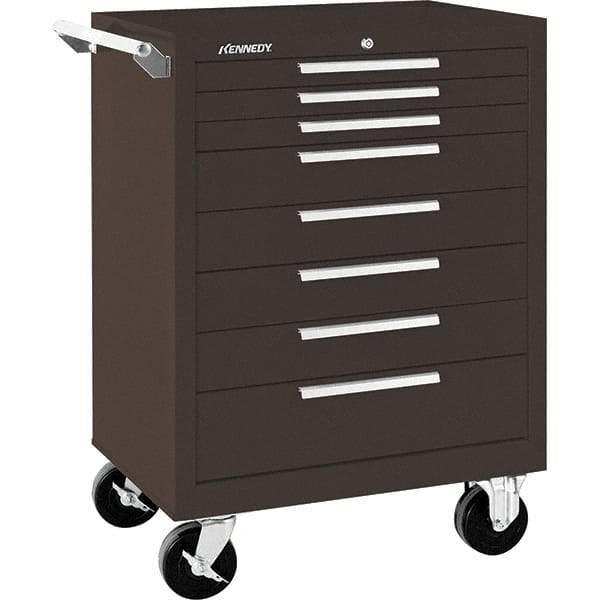 Kennedy - 8 Drawer 1,400 Lb Capacity Steel Tool Roller Cabinet - 27" Wide x 39" High x 18" Deep, Brown - USA Tool & Supply