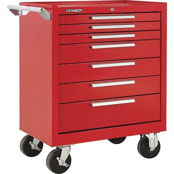 Kennedy - 7 Drawer 1,400 Lb Capacity Steel Tool Roller Cabinet - 29" Wide x 35" High x 20" Deep, Red - USA Tool & Supply