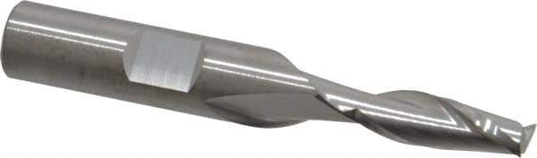 RobbJack - 1/4", 3/4" LOC, 3/8" Shank Diam, 2-1/2" OAL, 2 Flute, Solid Carbide Square End Mill - Single End, Uncoated, Spiral Flute, 30° Helix, Centercutting, Right Hand Cut, Right Hand Flute, Series T12-203 - USA Tool & Supply