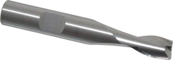RobbJack - 5/16", 7/16" LOC, 3/8" Shank Diam, 2-1/2" OAL, 2 Flute, Solid Carbide Square End Mill - Single End, Uncoated, Spiral Flute, 30° Helix, Centercutting, Right Hand Cut, Right Hand Flute, Series T12-201 - USA Tool & Supply
