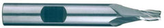 RobbJack - 15/32", 1" LOC, 1/2" Shank Diam, 3" OAL, 4 Flute, Solid Carbide Square End Mill - Single End, Uncoated, Spiral Flute, 30° Helix, Centercutting, Right Hand Cut, Right Hand Flute, Series T12-405 - USA Tool & Supply