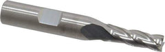 RobbJack - 1/4", 3/4" LOC, 3/8" Shank Diam, 2-1/2" OAL, 4 Flute, Solid Carbide Square End Mill - Single End, Uncoated, Spiral Flute, 30° Helix, Centercutting, Right Hand Cut, Right Hand Flute, Series T12-405 - USA Tool & Supply