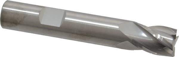 RobbJack - 1/2", 5/8" LOC, 1/2" Shank Diam, 3" OAL, 4 Flute, Solid Carbide Square End Mill - Single End, Uncoated, Spiral Flute, 30° Helix, Centercutting, Right Hand Cut, Right Hand Flute, Series T12-403 - USA Tool & Supply