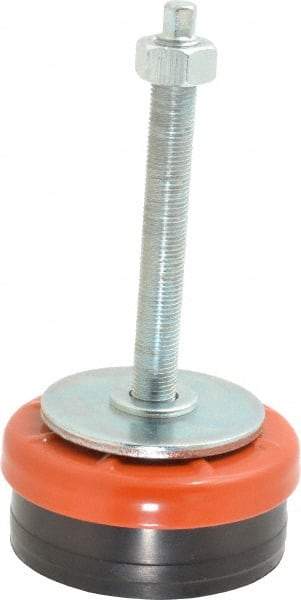 Sunnex - M12 x 1.25 Bolt Thread, 4-3/4" Long x 1-3/8" High Single Stud Mount Leveling Pad & Mount - 900 Max Lb Capacity, 3-1/8" Base Diam - USA Tool & Supply