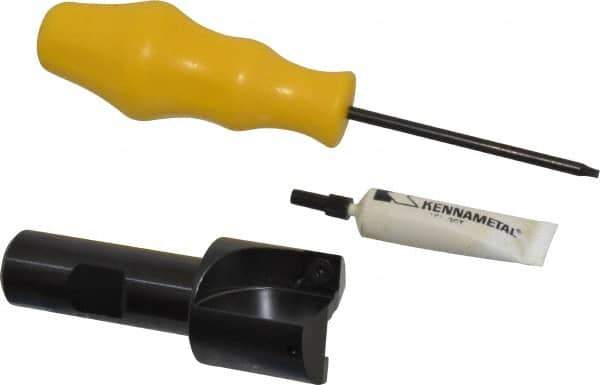Kennametal - 1-1/4" Cut Diam, 8.64mm Max Depth of Cut, 3/4" Shank Diam, 3-1/4" OAL, Indexable Square Shoulder End Mill - SPEB 322 Inserts, Cylindrical Shank, 0° Lead Angle - USA Tool & Supply