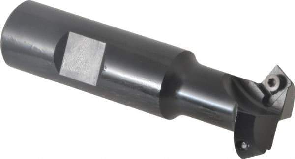 Kennametal - 30° Lead Angle, 1.077" Max Cut Diam, 3/4" Min Cut Diam, 6.6mm Max Depth of Cut, Indexable Chamfer and Angle End Mill - 2 Inserts, SDEB 26152 Insert Style, 3-1/4" Overall Length, Straight Shank - USA Tool & Supply
