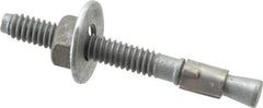 Made in USA - 1/4" Diam, 1/4" Drill, 2-1/4" OAL, 2-7/8" Min Embedment Wedge Expansion Concrete Anchor - Grade 5 Steel, Galvanized Finish, Hex Nut Head, Hex Drive, 1-3/8" Thread Length - USA Tool & Supply