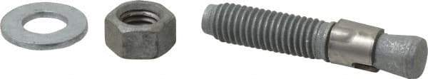 Made in USA - 1/2" Diam, 1/2" Drill, 2-3/4" OAL, 3-3/8" Min Embedment Wedge Expansion Concrete Anchor - Grade 5 Steel, Galvanized Finish, Hex Nut Head, Hex Drive, 1-1/2" Thread Length - USA Tool & Supply