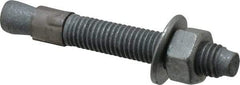 Made in USA - 1/2" Diam, 1/2" Drill, 3-3/4" OAL, 4-5/8" Min Embedment Wedge Expansion Concrete Anchor - Grade 5 Steel, Galvanized Finish, Hex Nut Head, Hex Drive, 2-1/2" Thread Length - USA Tool & Supply