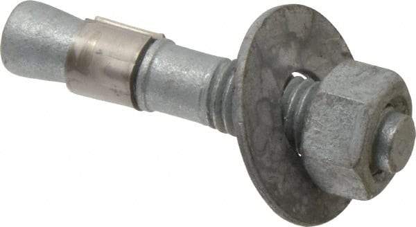 Made in USA - 5/8" Diam, 5/8" Drill, 3-1/2" OAL, Wedge Expansion Concrete Anchor - Grade 5 Steel, Galvanized Finish, Hex Nut Head, Hex Drive, 1-5/8" Thread Length - USA Tool & Supply