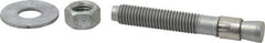 Made in USA - 5/8" Diam, 5/8" Drill, 4-1/2" OAL, Wedge Expansion Concrete Anchor - Grade 5 Steel, Galvanized Finish, Hex Nut Head, Hex Drive, 2-5/8" Thread Length - USA Tool & Supply