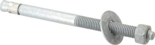 Value Collection - 5/8" Diam, 5/8" Drill, 8-1/2" OAL, 1-1/2" Min Embedment Wedge Expansion Concrete Anchor - Grade 5 Steel, Galvanized Finish, Hex Nut Head, Hex Drive, 4" Thread Length - USA Tool & Supply