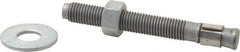 Made in USA - 3/4" Diam, 3/4" Drill, 6-1/4" OAL, 2-1/2" Min Embedment Wedge Expansion Concrete Anchor - Grade 5 Steel, Galvanized Finish, Hex Nut Head, Hex Drive, 4-1/4" Thread Length - USA Tool & Supply