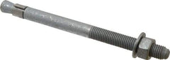 Made in USA - 3/4" Diam, 3/4" Drill, 10" OAL, 1-1/2" Min Embedment Wedge Expansion Concrete Anchor - Grade 5 Steel, Galvanized Finish, Hex Nut Head, Hex Drive, 4" Thread Length - USA Tool & Supply