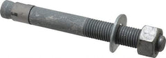 Made in USA - 1" Diam, 1" Drill, 9" OAL, 1-1/8" Min Embedment Wedge Expansion Concrete Anchor - Grade 5 Steel, Galvanized Finish, Hex Nut Head, Hex Drive, 4" Thread Length - USA Tool & Supply