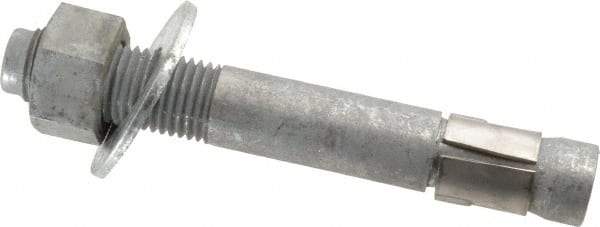 Made in USA - 1-1/4" Diam, 1-1/4" Drill, 9" OAL, Wedge Expansion Concrete Anchor - Grade 5 Steel, Galvanized Finish, Hex Nut Head, Hex Drive, 3-1/4" Thread Length - USA Tool & Supply