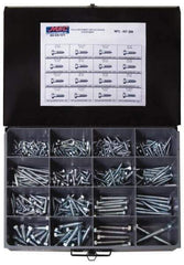Value Collection - 375 Piece, 1/4x1 to 1/2 x 4-1/2, Steel Lag Screw Assortment - Hex Head, Hex Drive, 1 to 4-1/2" Long, Hot Dipped Galvanized Finish - USA Tool & Supply