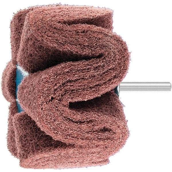 PFERD - 4" Diam x 2" Face Width, Aluminum Oxide Nonwoven Mounted Flap Wheel - 1/4" Shank Mount, 280 Grit, 6,000 Max RPM - USA Tool & Supply