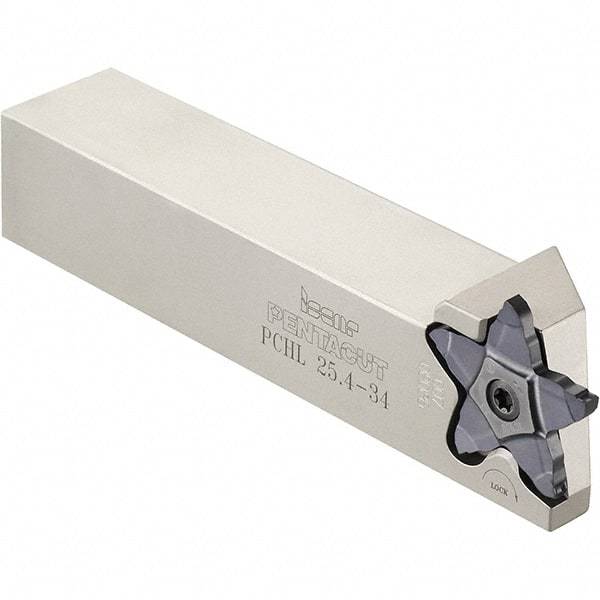 Iscar - External Thread, 0.3937" Max Depth of Cut, 1.5mm Min Groove Width, 5-1/2" OAL, Left Hand Indexable Grooving Cutoff Toolholder - 1" Shank Height x 1" Shank Width, PENTA 34.. Insert Style, PCH Toolholder Style, Series PentaCut - USA Tool & Supply