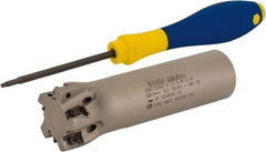 Iscar - 1-1/4" Cut Diam, 0.315" Max Depth of Cut, 1" Shank Diam, 4" OAL, Indexable Square Shoulder Helical End Mill - H490 AN.X 09 Inserts, Weldon Shank, 90° Lead Angle, Through Coolant, Series Helido - USA Tool & Supply