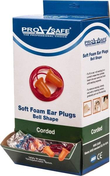 PRO-SAFE - Disposable, Corded, 32 dB Earplugs - Orange - USA Tool & Supply