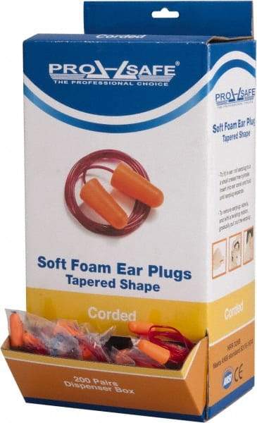 PRO-SAFE - Disposable, Corded, 32 dB Earplugs - Orange - USA Tool & Supply