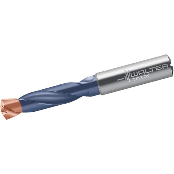 Walter-Titex - 12.6mm 140° Spiral Flute Solid Carbide Screw Machine Drill Bit - Double Coating Finish, Right Hand Cut, 60mm Flute Length, 107mm OAL, X-treme Plus Point, Straight Shank, Through Coolant - USA Tool & Supply
