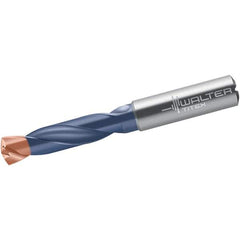 Walter-Titex - 8.8mm 140° Spiral Flute Solid Carbide Screw Machine Drill Bit - Double Coating Finish, Right Hand Cut, 47mm Flute Length, 89mm OAL, X-treme Plus Point, Straight Shank, Through Coolant - USA Tool & Supply