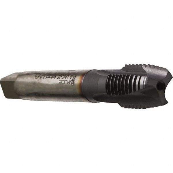 Emuge - 1-3/8 - 8 UNC, 4 Flute, TiCN Finish, Cobalt Spiral Point Tap - Plug Chamfer, Right Hand Thread, 7-7/8" OAL, 1.654" Thread Length, 1.108" Shank Diam, 2B Class of Fit, Series Rekord B - Exact Industrial Supply