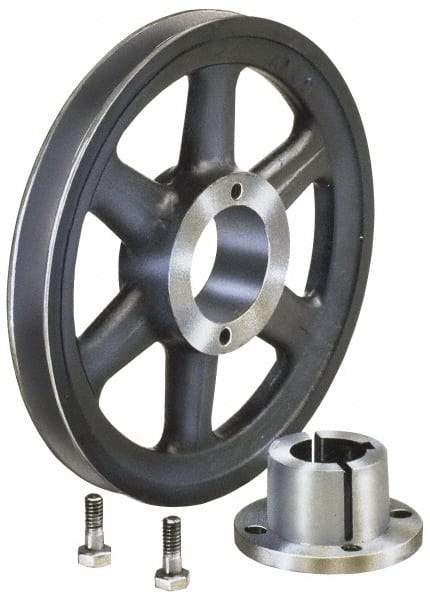 Browning - 1 Groove, 3/8 to 1-1/2 Bore Diam, 5.95" Outside Diam, QD Bushed V Belt Sheave - 5.2 A Diam Belt Pitch - USA Tool & Supply