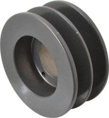Browning - 2 Groove, 3/8 to 1-1/2 Bore Diam, 3.95" Outside Diam, QD Bushed V Belt Sheave - 3.2 A Diam Belt Pitch - USA Tool & Supply