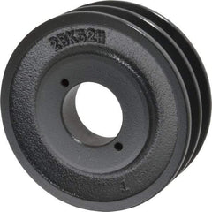 Browning - 2 Groove, 3/8 to 1-1/2 Bore Diam, 4.95" Outside Diam, QD Bushed V Belt Sheave - 4.2 A Diam Belt Pitch - USA Tool & Supply