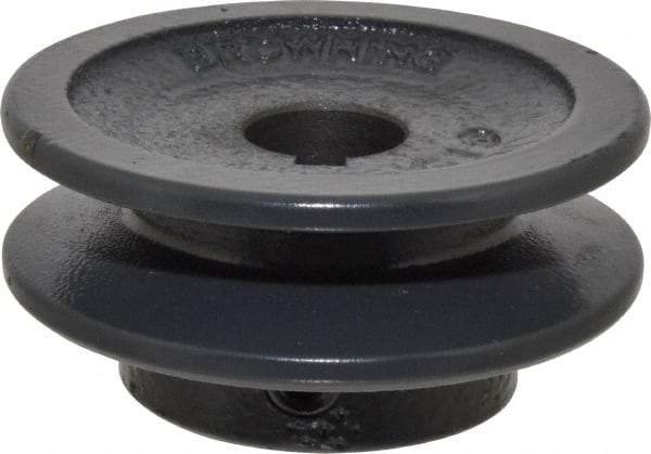 Browning - 5/8" Bore, 15/16 Long, 2-1/2" Outside Diam, Finished Bore Single Groove V Belt Sheave - 21/32" Wide, 1.96" Pitch Diam of 3L Belt, 2.3" Pitch Diam of 4L Belt - USA Tool & Supply