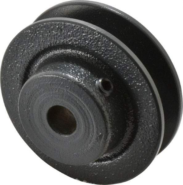 Browning - 1/2" Bore, 15/16 Long, 2.8" Outside Diam, Finished Bore Single Groove V Belt Sheave - 21/32" Wide, 2.26" Pitch Diam of 3L Belt, 2.6" Pitch Diam of 4L Belt - USA Tool & Supply