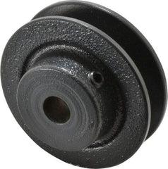 Browning - 1/2" Bore, 15/16 Long, 2.8" Outside Diam, Finished Bore Single Groove V Belt Sheave - 21/32" Wide, 2.26" Pitch Diam of 3L Belt, 2.6" Pitch Diam of 4L Belt - USA Tool & Supply