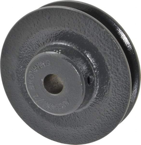 Browning - 1/2" Bore, 15/16 Long, 3.45" Outside Diam, Finished Bore Single Groove V Belt Sheave - 21/32" Wide, 2.86" Pitch Diam of 3L Belt, 3.2" Pitch Diam of 4L Belt - USA Tool & Supply
