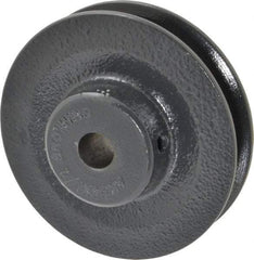 Browning - 1/2" Bore, 15/16 Long, 3.45" Outside Diam, Finished Bore Single Groove V Belt Sheave - 21/32" Wide, 2.86" Pitch Diam of 3L Belt, 3.2" Pitch Diam of 4L Belt - USA Tool & Supply